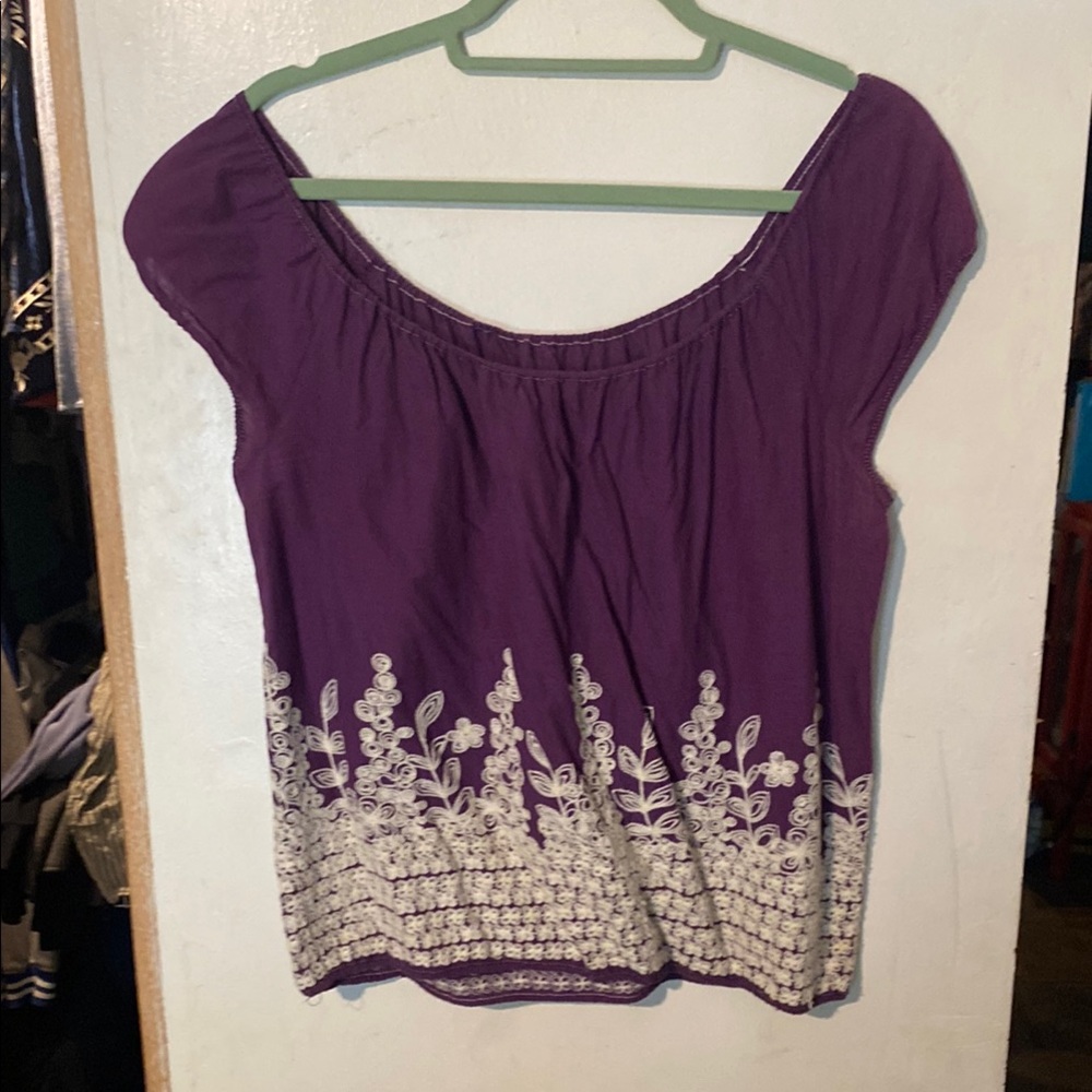 Anthropologie Purple Floral Women's Top